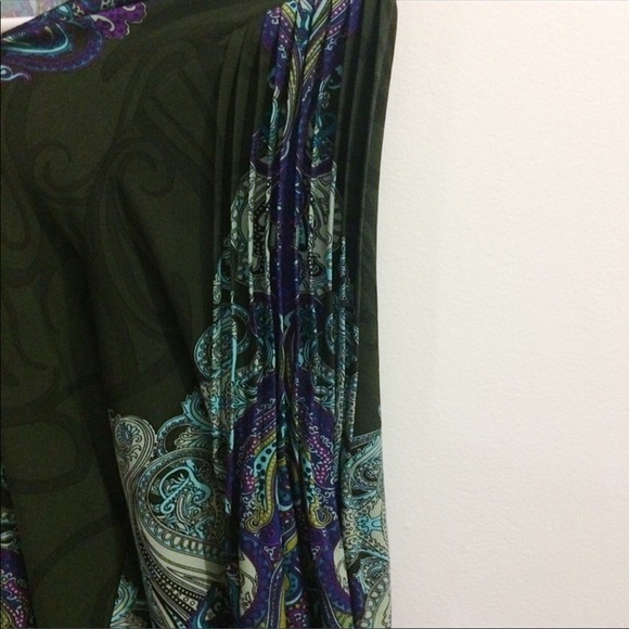 Boho chic bell sleeve peacock colored top size L - Picture 7 of 8